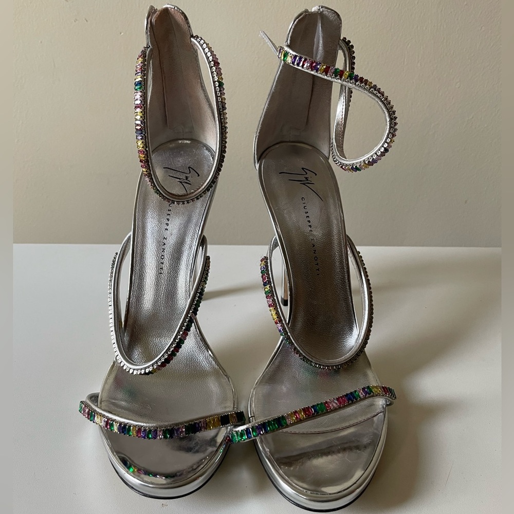 Giuseppe Zanotti Metallic Crystal Embellished Heels